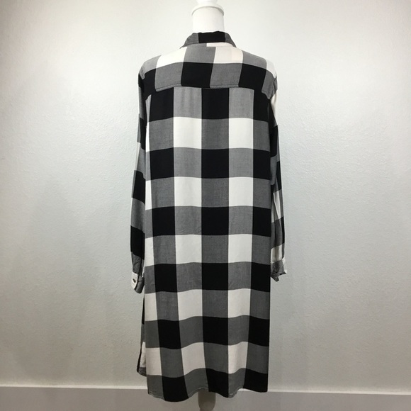 Old navy black & white plaid flannel shirt dress size XL tall - Picture 3 of 6